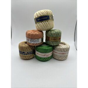 VTG Lot of 6 Balls of used Crochet Thread ~ Clarks, JP Coats, LILY, SANSIL , SEE